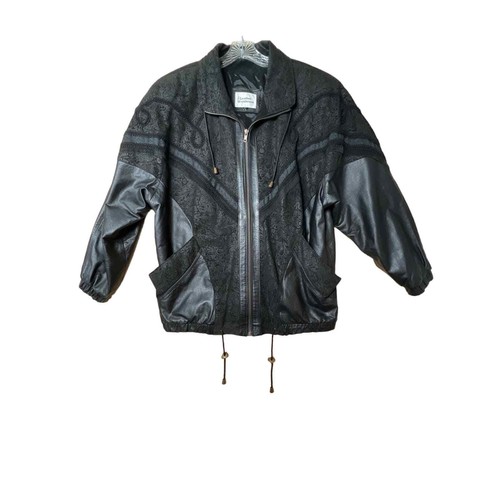 the Leather Warehouse Vintage echt schwarz Lederjacke Paisley Größe Large