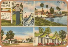 METAL SIGN - Florida Postcard - The Giant's Tourist Camp, Gibsonton, Fla.