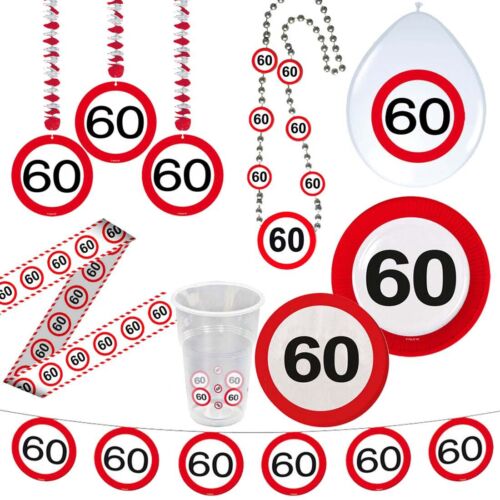 60th Birthday Traffic Sign Party Decoration Adult Birthday Decoration Party Set - Picture 1 of 7