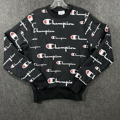 Champion Sweatshirt Women's Small Black Reverse Weave All