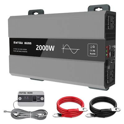 DATOUBOSS 4000W Pure Sine Wave Power Inverter 2000W Converter 12V to 240V USB Truck Remote