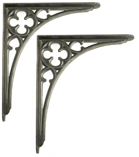 Pair 12" 30cm Large Cast Iron Victorian Gothic Shelf Brackets antique decorative