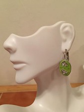 Hanging Oval Rhinestone Hearts Earrings Dangle Drop Fashion Jewelry