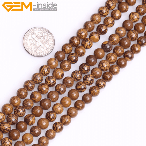 Natural Round Elephant Skin Yellow Jasper Stone Beads Jewelry Making 15" In Lots - Picture 9 of 26