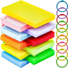600Pcs Colored Index Cards 3x5 Inch Flash Cards with Rings Lined Note Card Flash