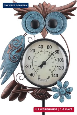 MUMTOP Outdoor Thermometer, 42 Inch Metal Owl Garden Stake Outside Wall Thermome