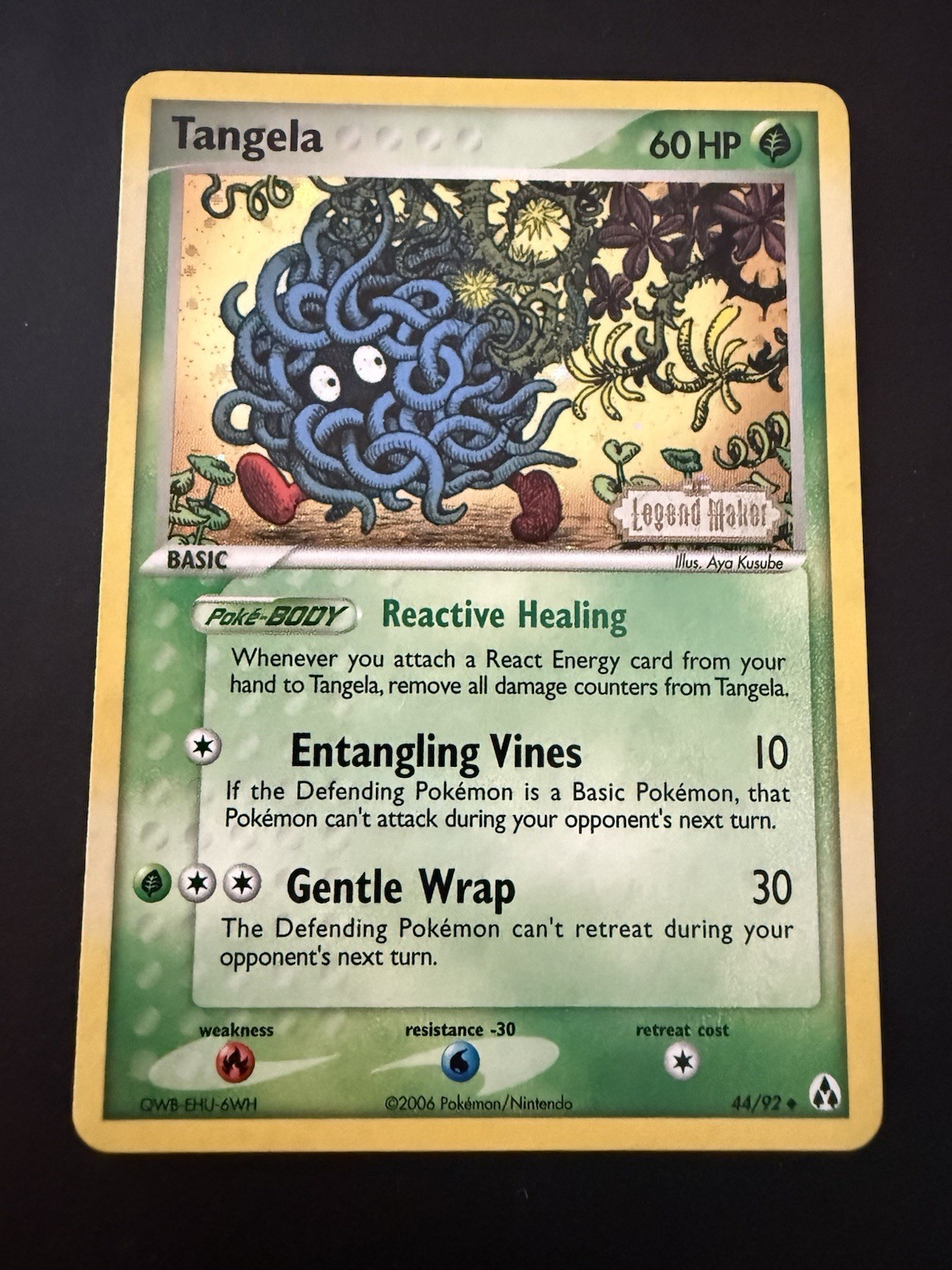Pokemon TCG Legend Maker Tangela 44/92 Stamped Reverse Holo Near Mint