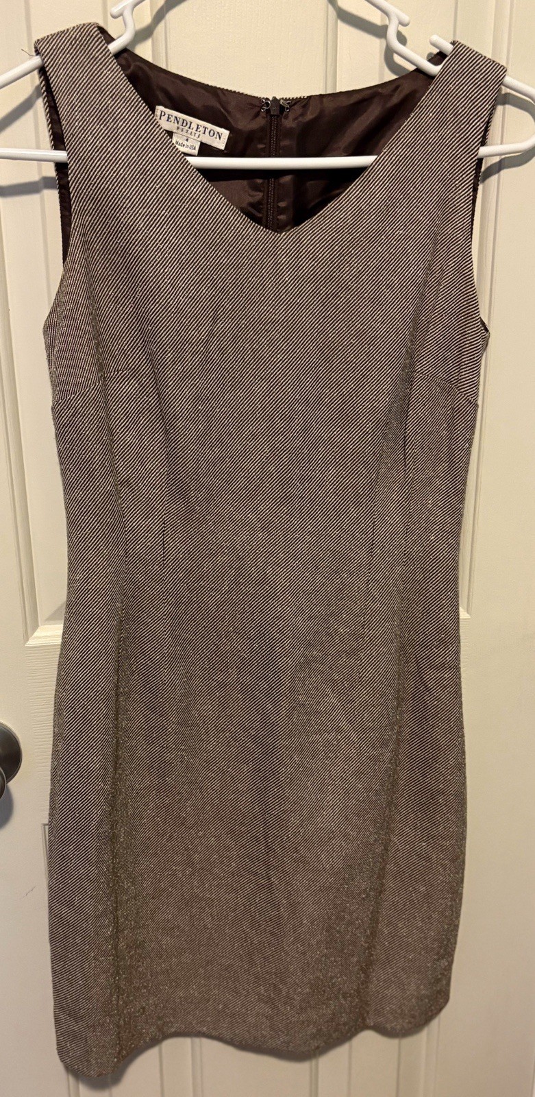 Pendleton Petite 4P Brown Herringbone Sleeveless … - image 1