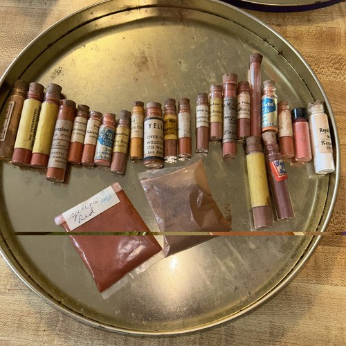 Vtg China Paint Powder Lot Red Orange Coral Overglaze Porcelain Ceramic Vials