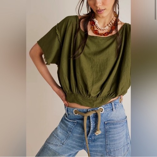 We the Free Cloud 9 Bubble Tee Olive Green Short Sleeve Oversized Free People - Bild 7 von 10
