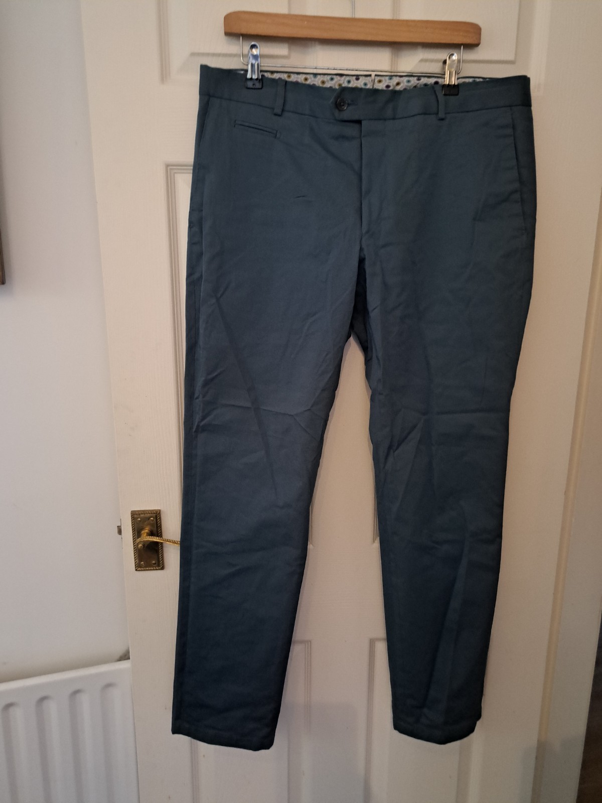 Pantaloni chino Richard James UK 36 corti verde acqua cotone Savile fila pantaloni