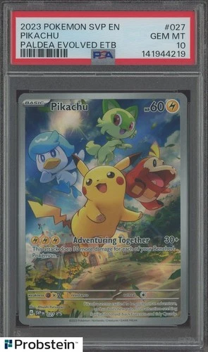 2023 Pokemon SVP EN Paldea Evolved ETB #027 Pikachu PSA 10 GEM MINT