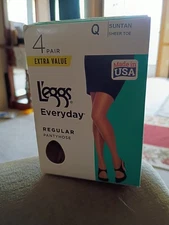 L'eggs Everyday Sheer Toe Regular Pantyhose, 4 Pair Nude Size Q