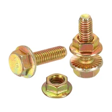 M6x20mm 20Pcs Carbon Steel Flanged Hex Bolts with Nuts, Fully Threaded