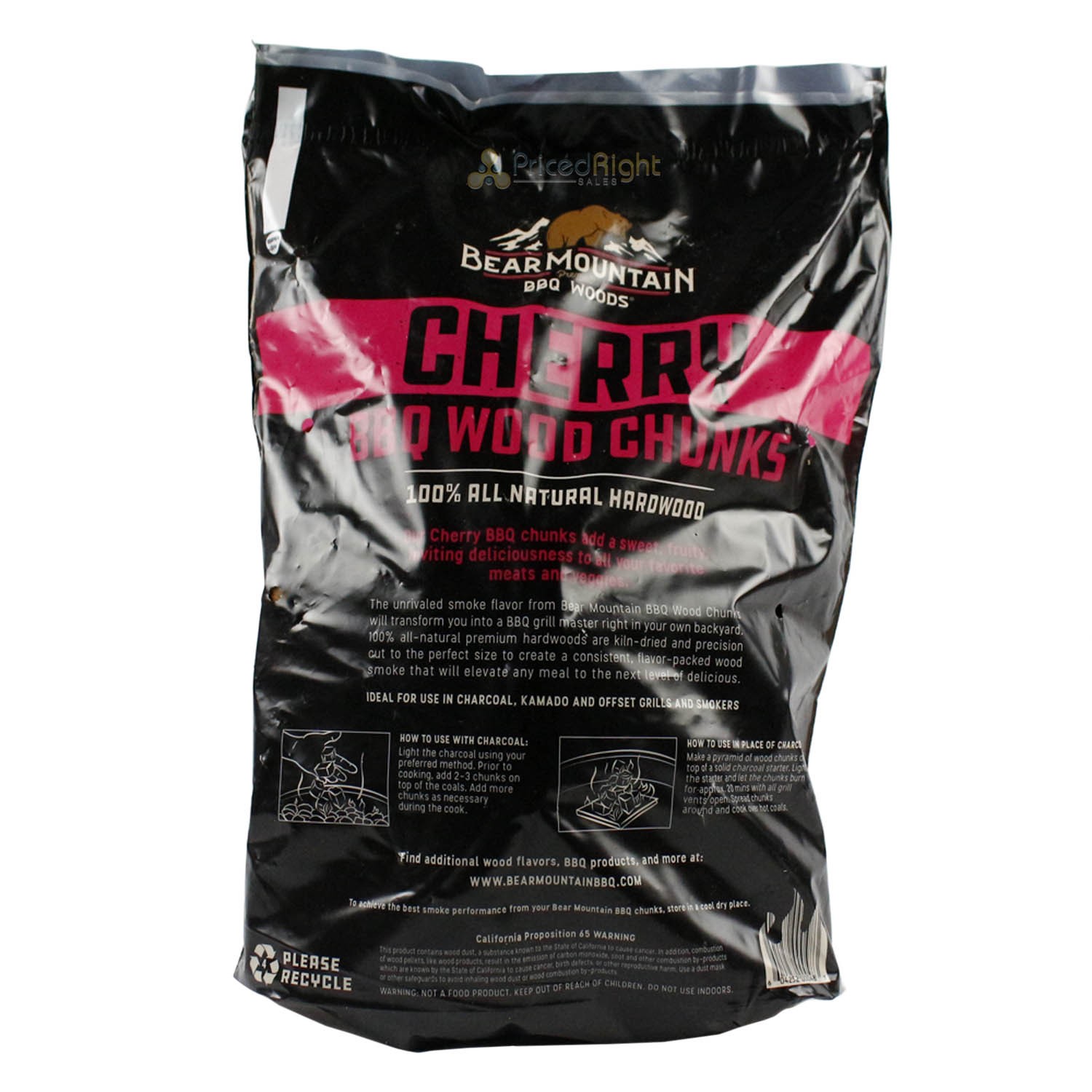 Bear Mountain BBQ Cherry All Natural Hardwood Chunks Mild Fruity Smoky Flavor