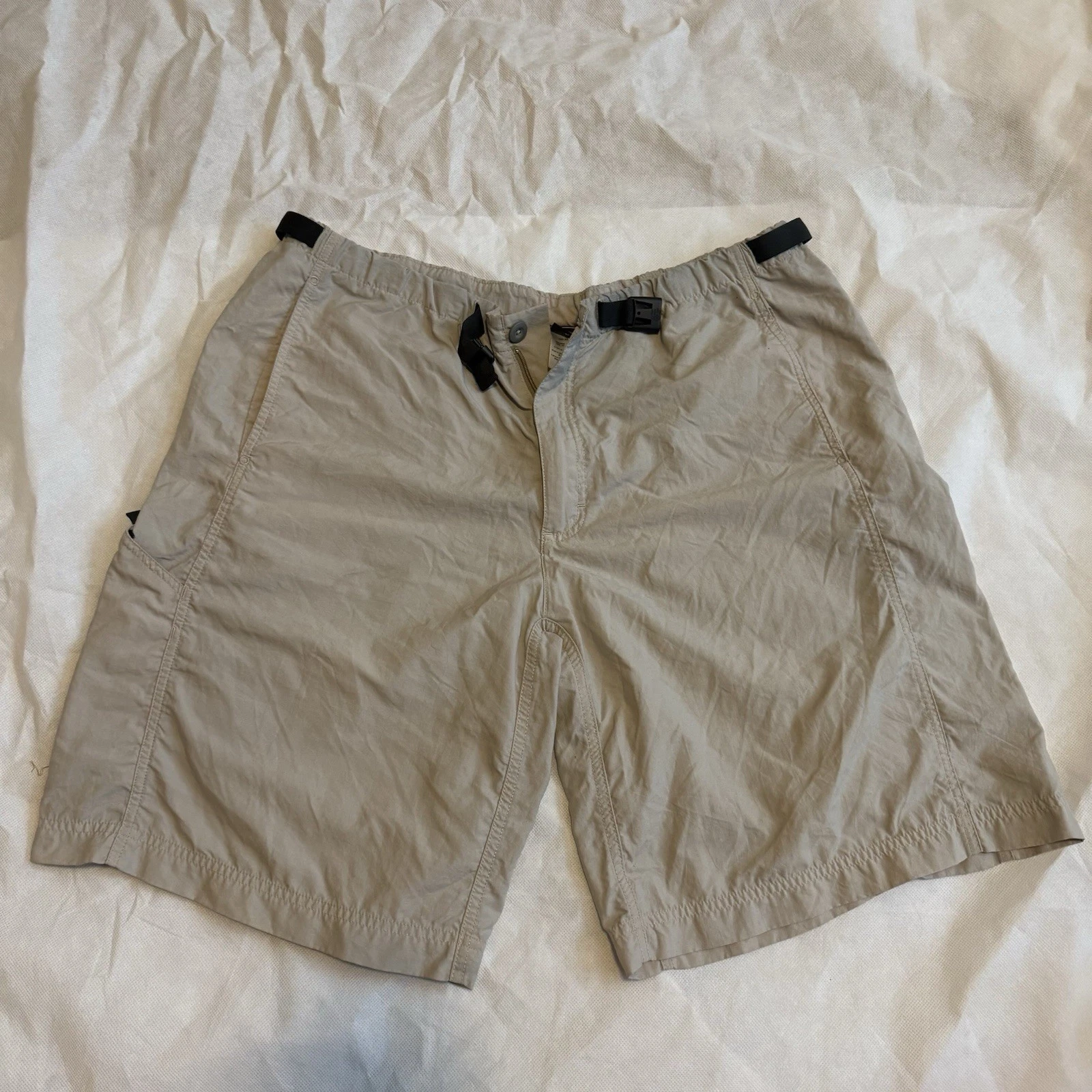 Patagonia Gi III Shorts Mens XL Tan Beige Integrated Belt Nylon Hiking Cargo