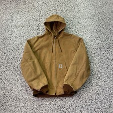 Vintage Carhartt Brown Zip Up Jacket Hood Adult XL Made in USA