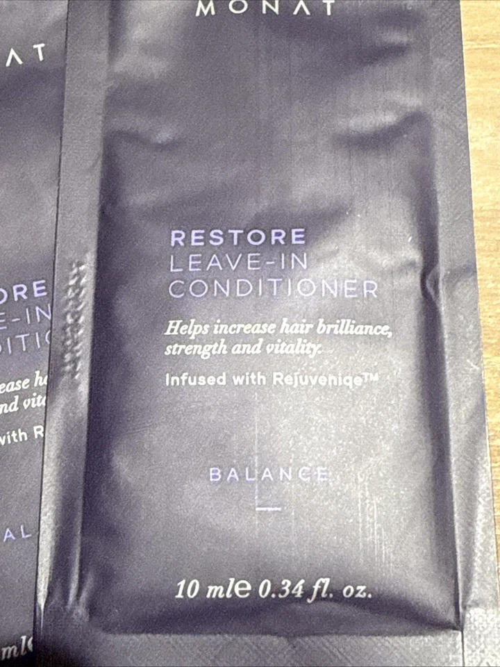 MONAT RESTORE 免洗护发素 0.34 盎司 10 毫升样品 4 件装 — 第 3/4 张图片