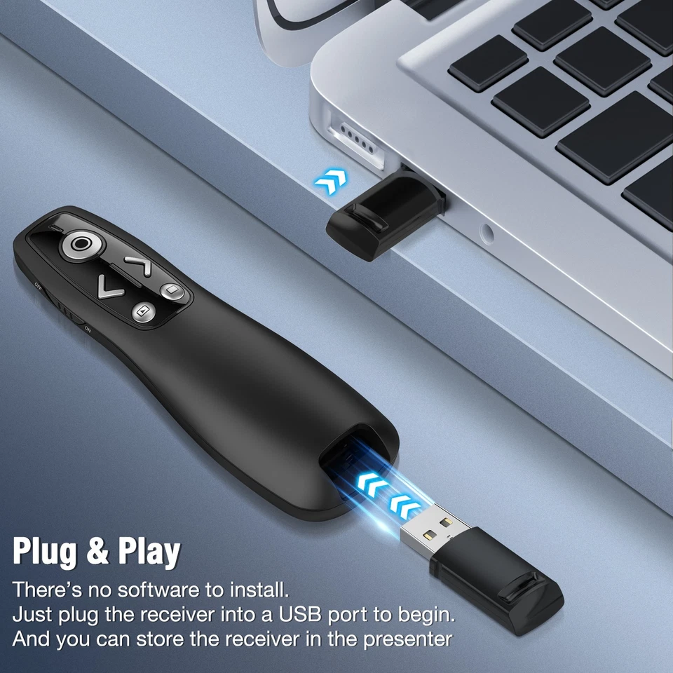 2 in 1 Powerpoint Presentations,RF 2.4GHz Wireless Presenter Clicker Remote - image 2 of 4