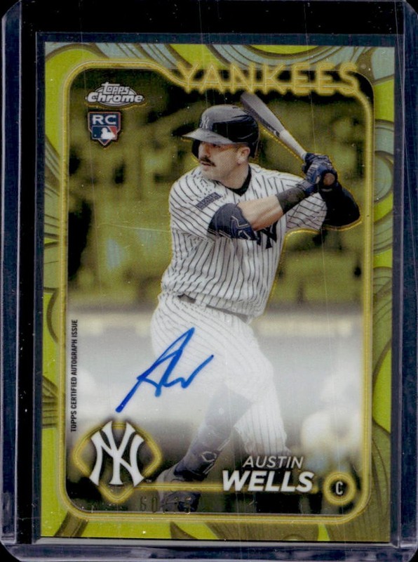 2024 Topps Gilded Austin Wells Chrome Gold Auto Autograph RC #/99 Yankees