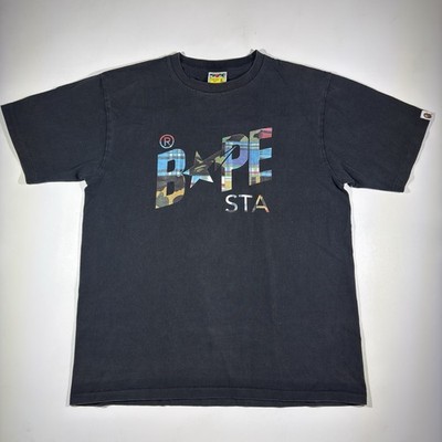 Vintage A Bathing Ape Bape Sta Shirt Mens XL Black Multi Logo Graphic Streetwear