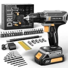 Cordless Drill 20V MAX 370 In-lbs 25+1 Torque Settings - 56PCS Accessories
