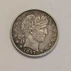 1897 Barber Silver Quarter 25c Philadelphia Mint - High Grade - Nice Luster