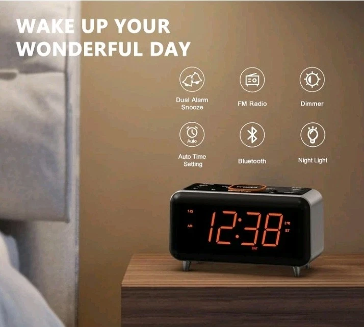  Radio Sveglia iTOMA Con Controllo Tramite App, Bluetooth, Radio FM - Immagine 2 di 4
