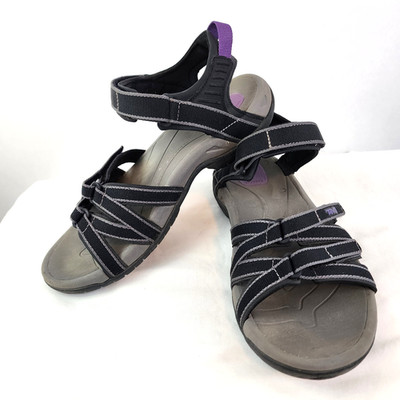 Teva Tirra Sandals Women s 8.5 Black Gray Adjustable Strappy Water Sport 4266