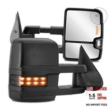2PCS Towing Mirrors Power Heated LED Compatible for 2007-2013 Chevy Black