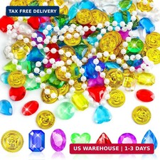 122 Pcs Pirate Party Favors Pirate Treasure Gems and Gold Coins