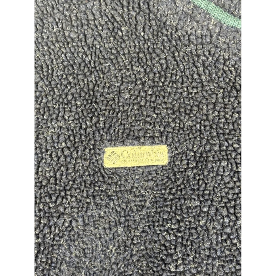 Pullover polar Columbia para hombre mediano azul verde ribete cuello redondo manga larga Foto 4 de 4