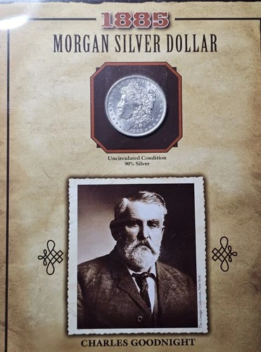 A 1885 O Morgan Silver Dollar Coin & Stamp Charles Goodnight-Legends Of The West