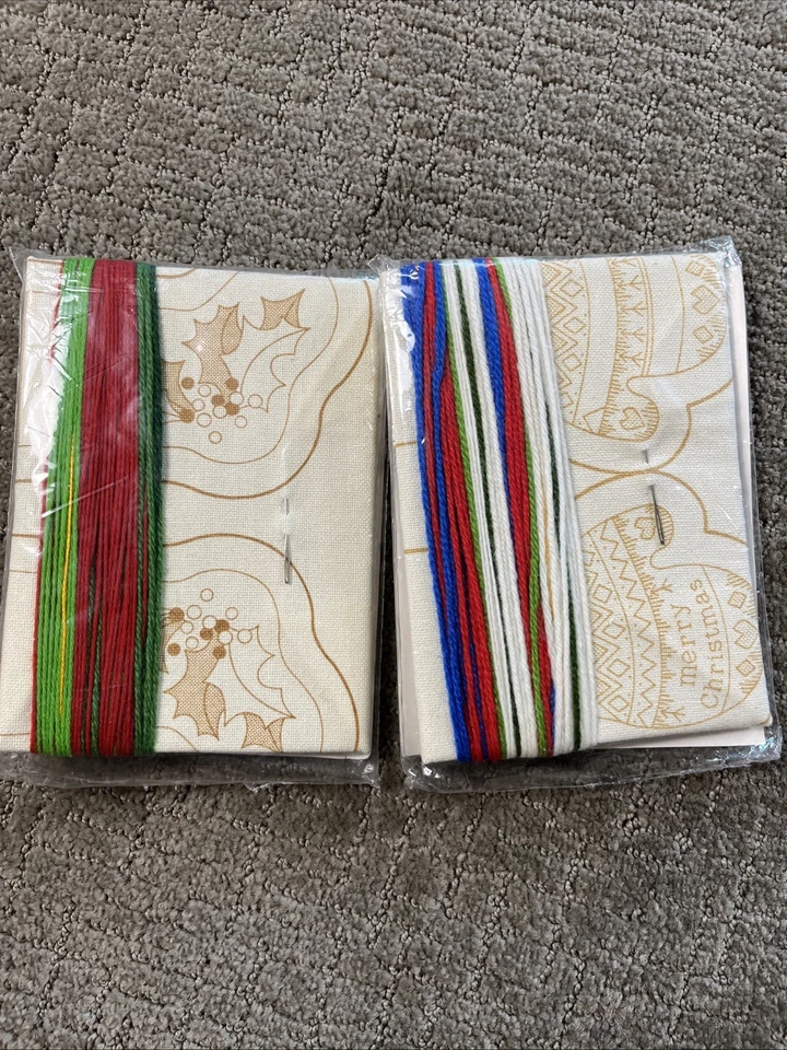 Nuevo Jiffy Stitchery Kit Acebo Medias Adorno Crewel Bordado Navidad Lote Foto 4 de 4