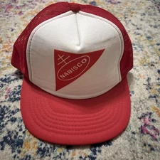 Vintage NABISCO BRANDS INC Red  and White Snap Back Trucker hat Cap 80s 90s NOS
