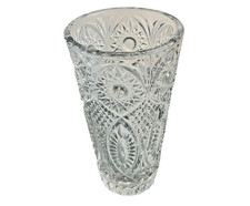 American Brilliant Period Cut Glass Vase with Pinwheel and Hobstar Pattern, 7"W x 6.5"H — listing 3