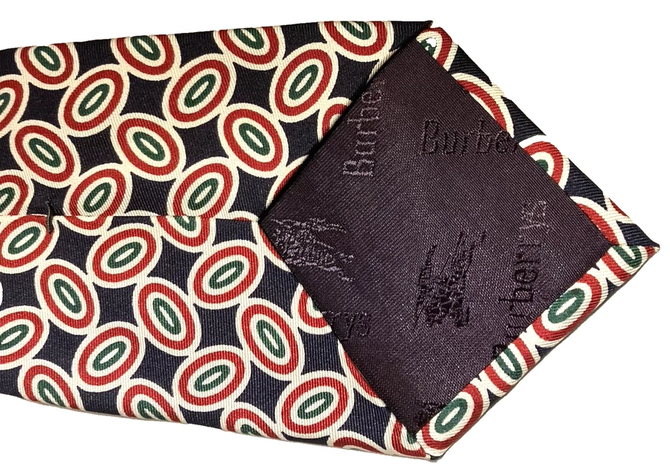 "Corbata de seda geométrica negra/roja/verde/blanca de Burberrys para hombre/EE. UU. 57""" Foto 4 de 4
