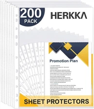 Sheet Protectors, HERKKA 200 Pack Upgrade Clear Plastic Page 200 Pack,