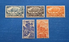 French Equatorial Africa Stamps, Scott 166-169, 172 MNH