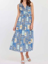 Current Air Coastal Tile Printed Dress Sea Multi