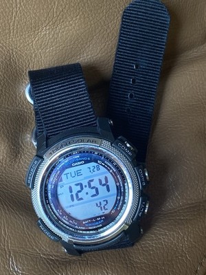 Casio Pro Trek PAW-2000 Watch Atomic Time Solar Power Triple Sensor
