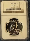 1958 50C Proof Silver Franklin Half Dollar NGC Graded PF 67 in New Holder