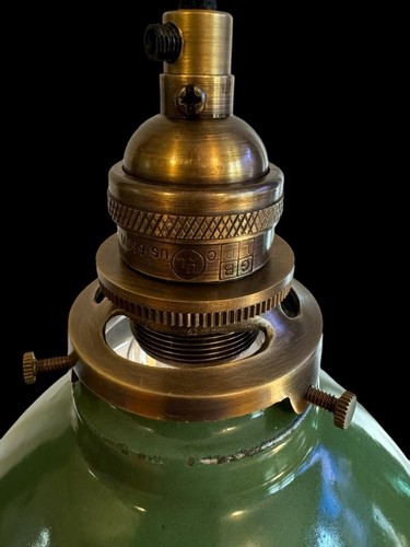 ONE Vintage 9" Porcelain Deep Cone Pendant Industrial Green Lamp Light UL Fitter - Picture 19 of 21