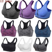 Sports Bra Women Seamless High Impact Running Yoga Workout Bra Front Closure Zip