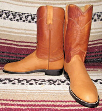 Womens Vintage Justin Diamond J Brown Leather Roper Cowboy Boots 6 B NEW