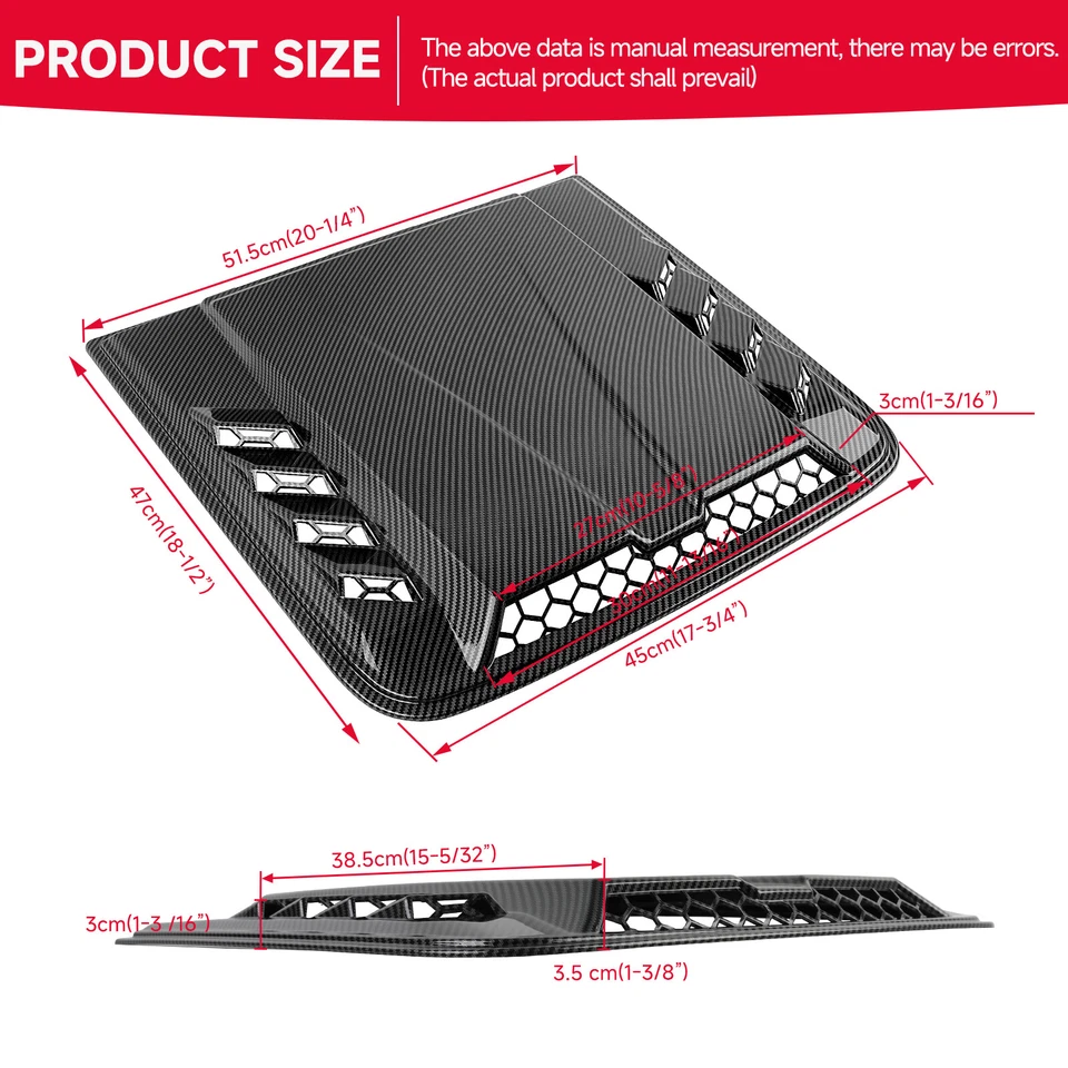 For Nissan Titan Carbon Fiber Air Flow Intake Hood Scoop Vent Bonnet Trim Cover - Image 3 of 4