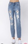 Judy Blue Boyfriend Fit Jeans Size 14W Blue Distressed Zip Fly Pockets — photo 2