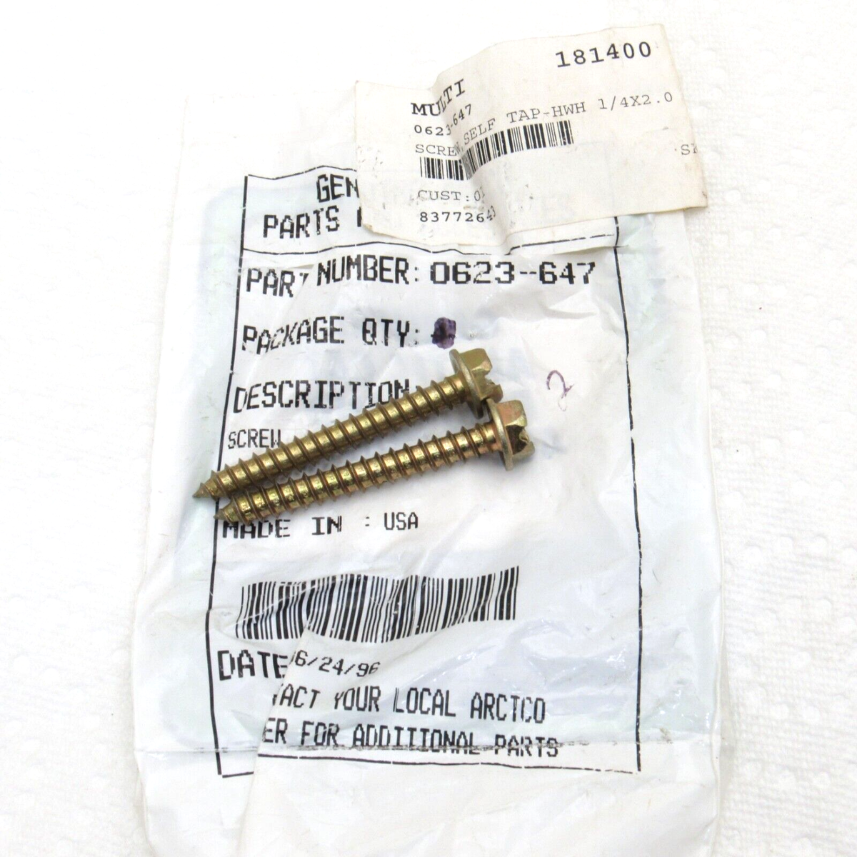 Arctic Cat Snowmobile OEM 1/4x2 Self Tap Tapping Screws 0623-647