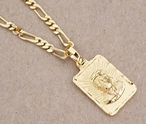 Figaro Chain \u0026 Square Christ Charm 