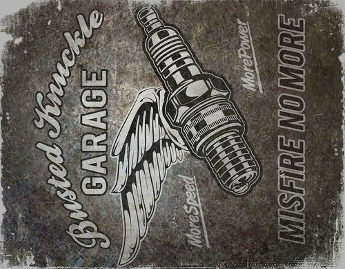 Busted Knuckle Spark Plug Hot Rod Garage Shop Retro Wall Décor Metal Tin Sign - Picture 4 of 4